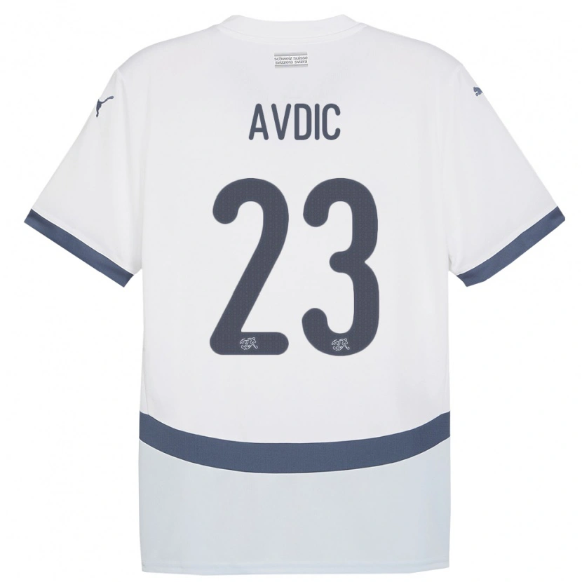 Danxen Dame Sveits Ahmedin Avdic #23 Hvit Bortetrøye Drakt Trøye 24-26 Skjorter T-Skjorte