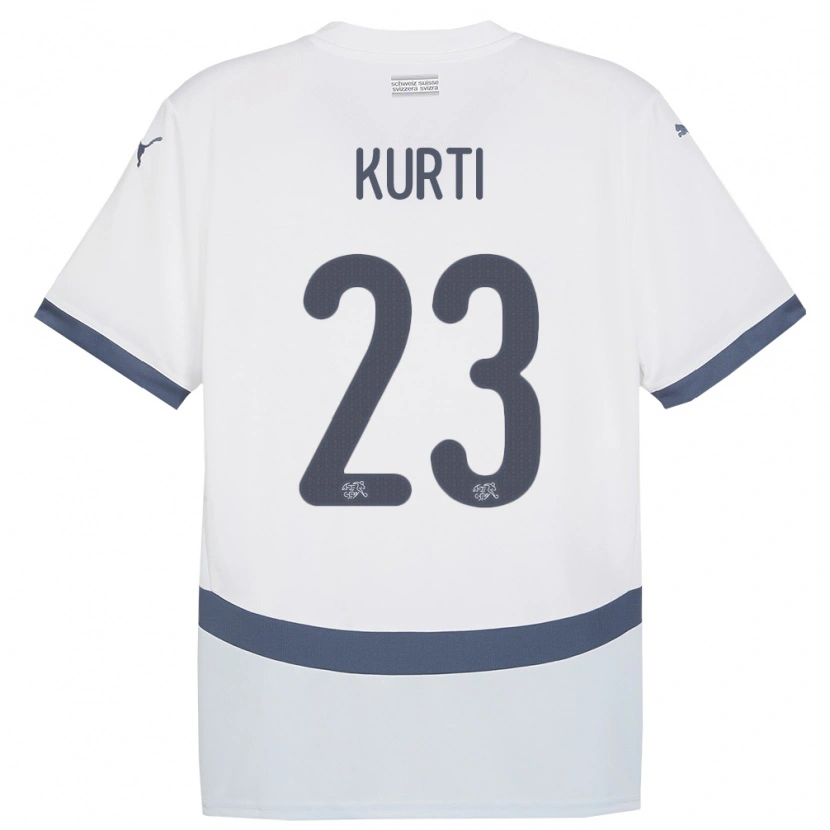 Danxen Dame Sveits Elias Kurti #23 Hvit Bortetrøye Drakt Trøye 24-26 Skjorter T-Skjorte