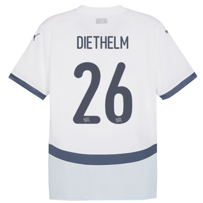 Danxen Dame Sveits Thierry Diethelm #26 Hvit Bortetrøye Drakt Trøye 24-26 Skjorter T-Skjorte