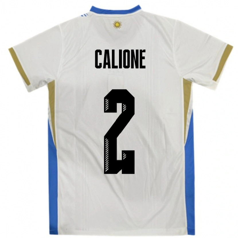 Danxen Dame Uruguay Paolo Calione #2 Hvit Blå Bortetrøye Drakt Trøye 24-26 Skjorter T-Skjorte