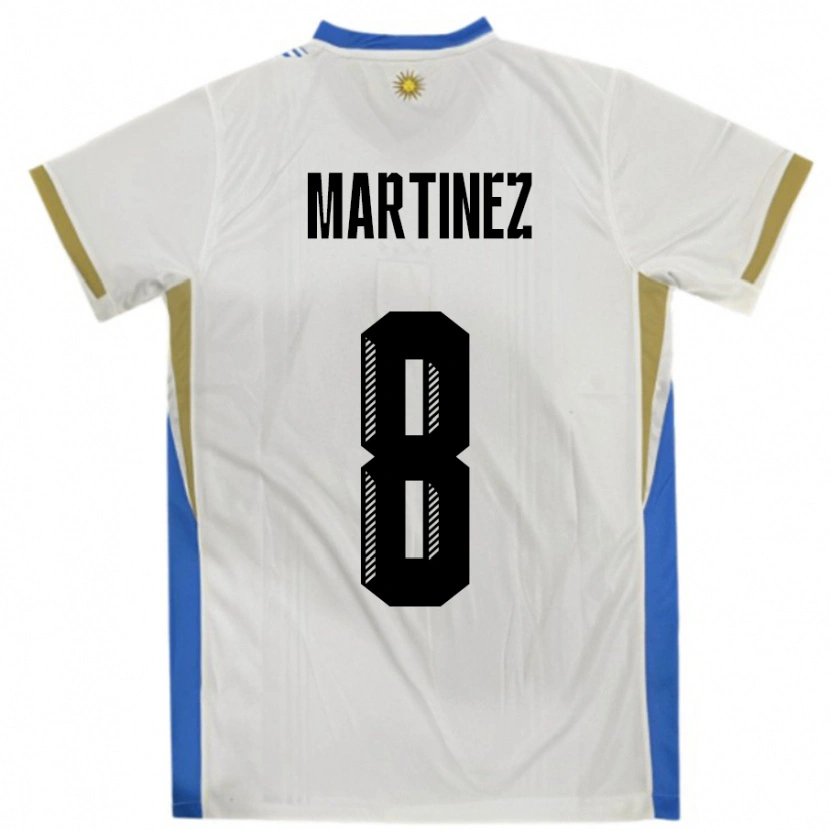 Danxen Dame Uruguay Mauro Martinez #8 Hvit Blå Bortetrøye Drakt Trøye 24-26 Skjorter T-Skjorte