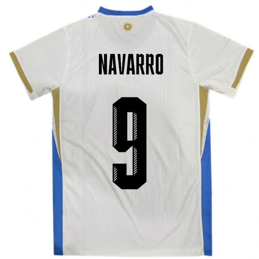 Danxen Dame Uruguay Lautaro Navarro #9 Hvit Blå Bortetrøye Drakt Trøye 24-26 Skjorter T-Skjorte
