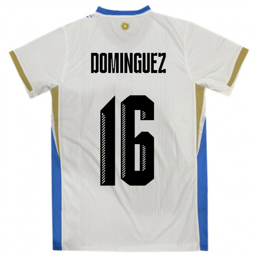 Danxen Dame Uruguay Facundo Dominguez #16 Hvit Blå Bortetrøye Drakt Trøye 24-26 Skjorter T-Skjorte