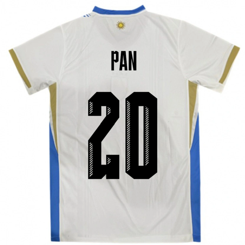 Danxen Dame Uruguay Gonzalo Pan #20 Hvit Blå Bortetrøye Drakt Trøye 24-26 Skjorter T-Skjorte