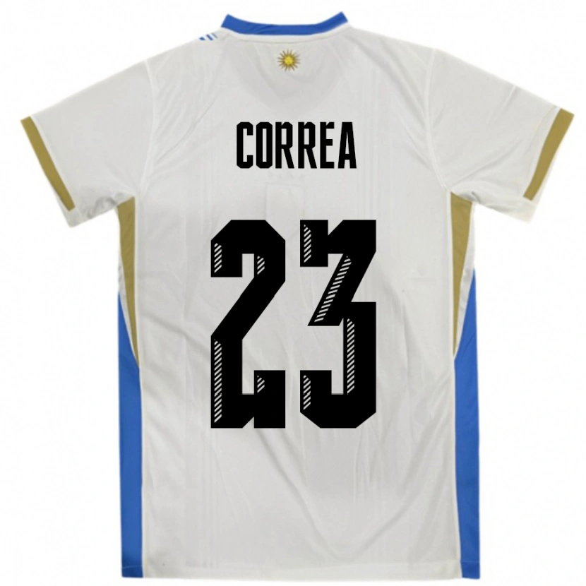 Danxen Dame Uruguay Fabrizio Correa #23 Hvit Blå Bortetrøye Drakt Trøye 24-26 Skjorter T-Skjorte