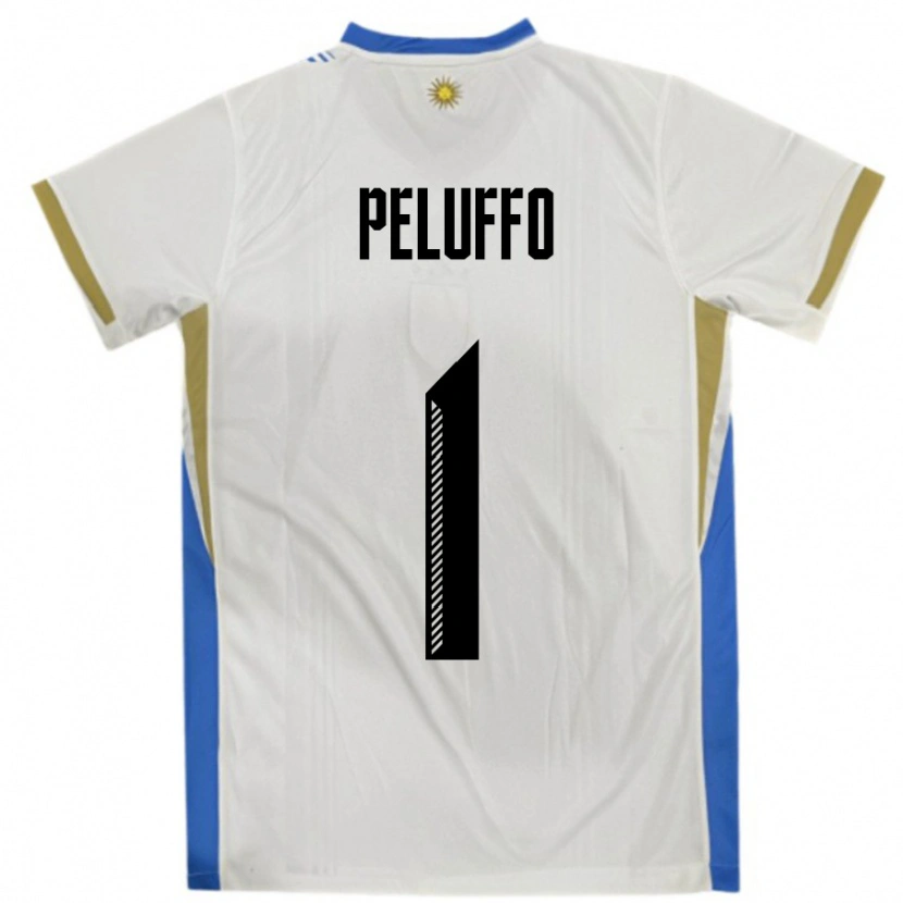 Danxen Dame Uruguay Daniel Peluffo #1 Hvit Blå Bortetrøye Drakt Trøye 24-26 Skjorter T-Skjorte
