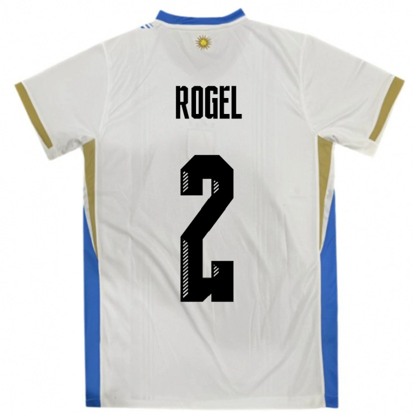 Danxen Dame Uruguay Agustin Rogel #2 Hvit Blå Bortetrøye Drakt Trøye 24-26 Skjorter T-Skjorte