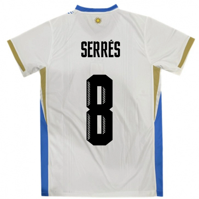 Danxen Dame Uruguay Felipe Serres #8 Hvit Blå Bortetrøye Drakt Trøye 24-26 Skjorter T-Skjorte