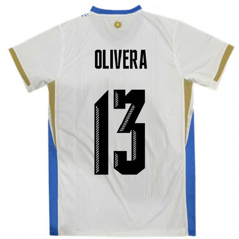 Danxen Dame Uruguay Sofia Olivera #13 Hvit Blå Bortetrøye Drakt Trøye 24-26 Skjorter T-Skjorte