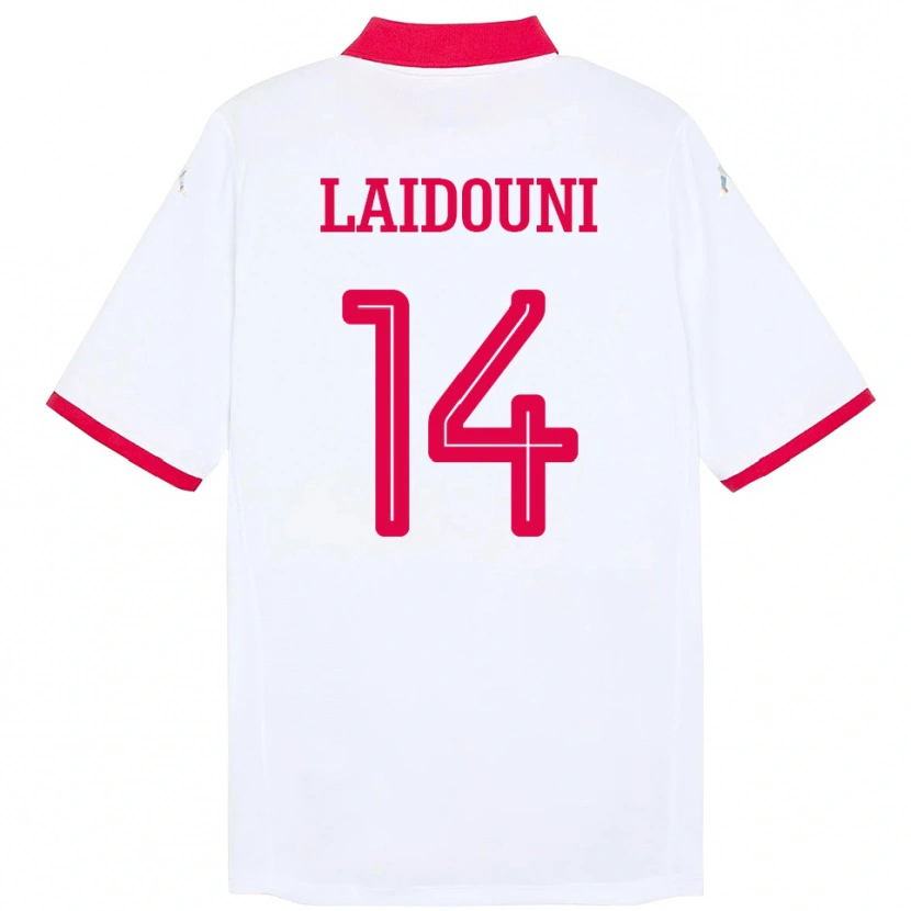 Danxen Dame Tunisia Aïssa Laïdouni #14 Hvit Bortetrøye Drakt Trøye 24-26 Skjorter T-Skjorte