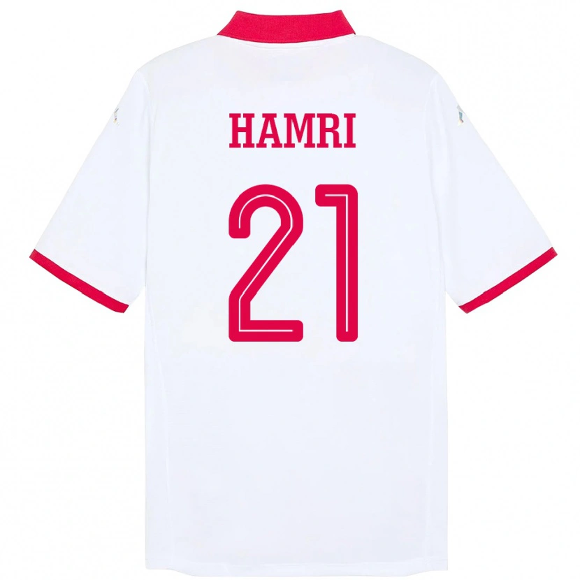 Danxen Dame Tunisia Rabii Hamri #21 Hvit Bortetrøye Drakt Trøye 24-26 Skjorter T-Skjorte