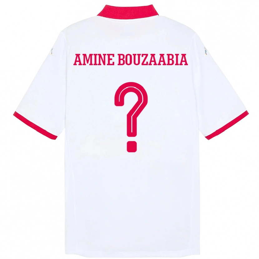 Danxen Dame Tunisia Mohamed Amine Bouzaabia #0 Hvit Bortetrøye Drakt Trøye 24-26 Skjorter T-Skjorte