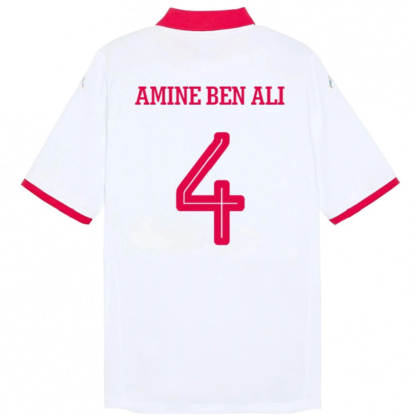 Danxen Dame Tunisia Mohamed Amine Ben Ali #4 Hvit Bortetrøye Drakt Trøye 24-26 Skjorter T-Skjorte