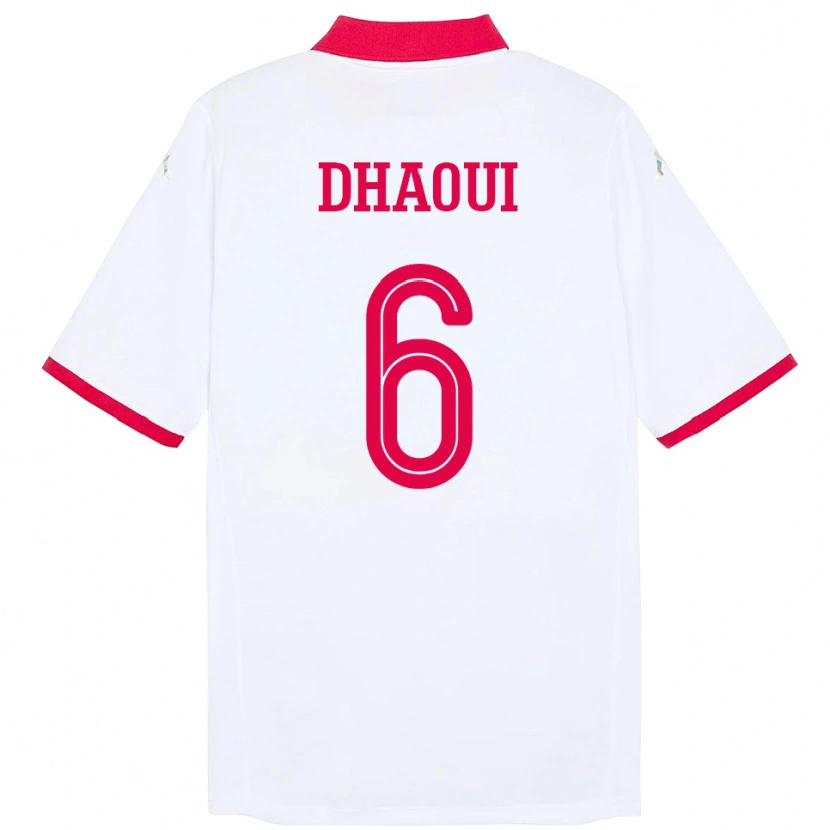 Danxen Dame Tunisia Elyes Dhaoui #6 Hvit Bortetrøye Drakt Trøye 24-26 Skjorter T-Skjorte