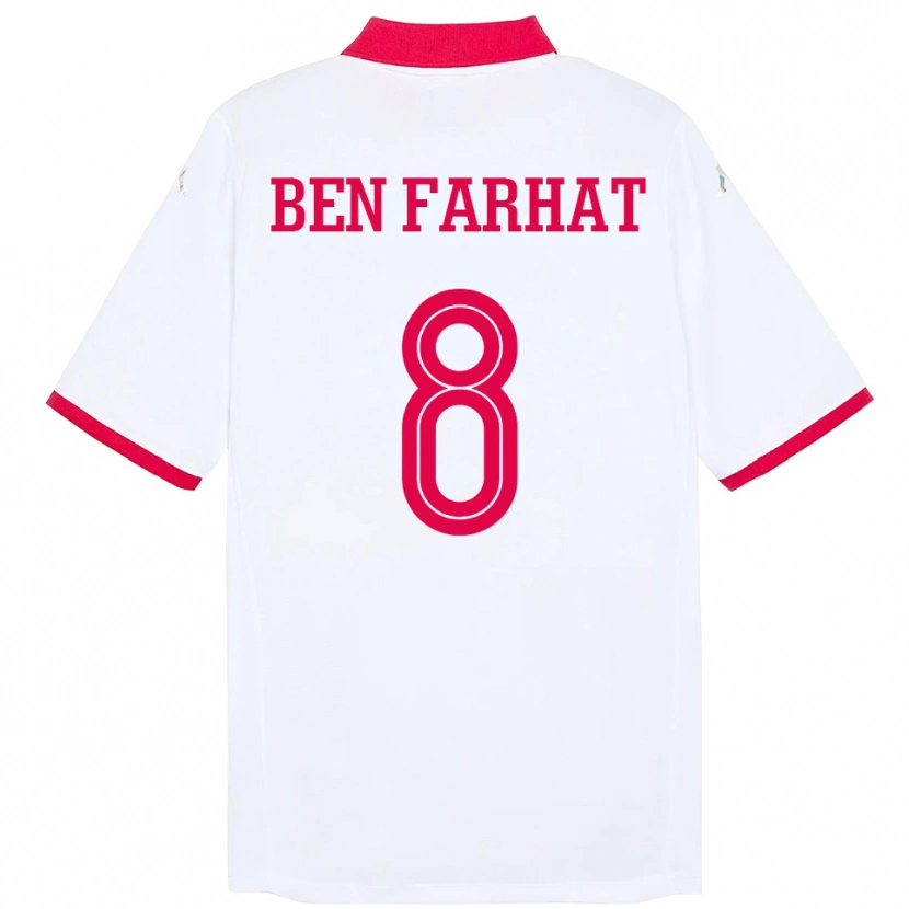 Danxen Dame Tunisia Louey Ben Farhat #8 Hvit Bortetrøye Drakt Trøye 24-26 Skjorter T-Skjorte