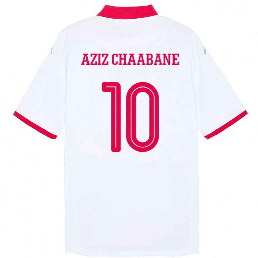 Danxen Dame Tunisia Mohamed Aziz Chaabane #10 Hvit Bortetrøye Drakt Trøye 24-26 Skjorter T-Skjorte