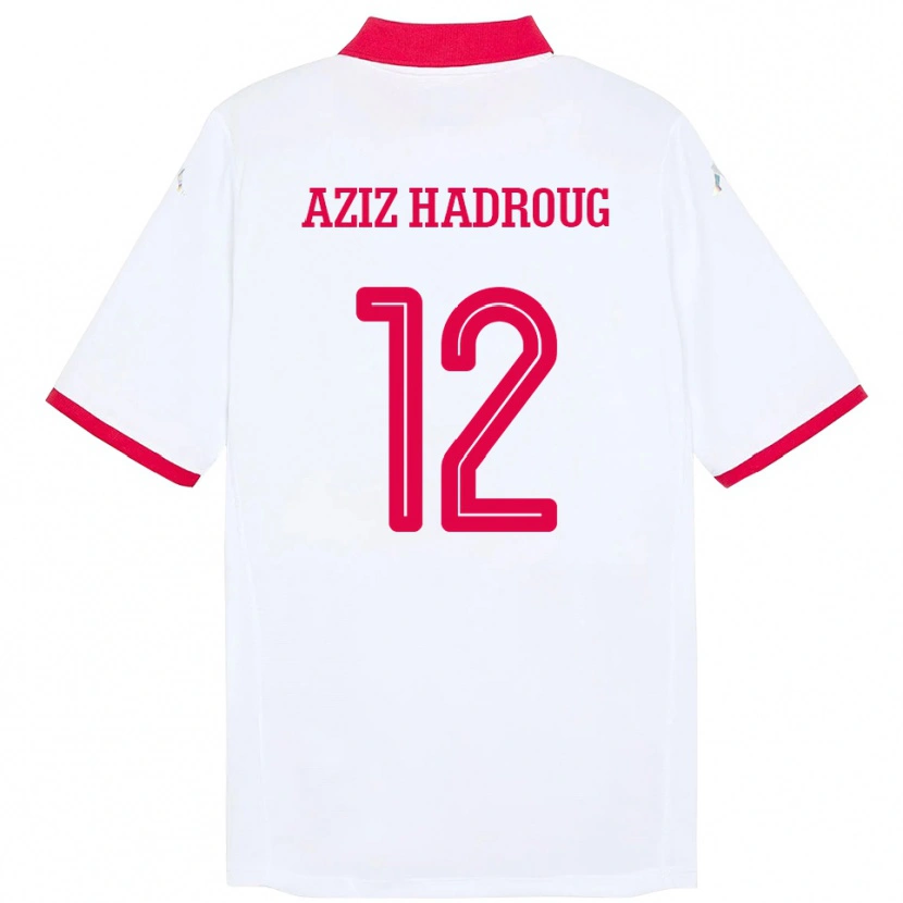 Danxen Dame Tunisia Mohamed Aziz Hadroug #12 Hvit Bortetrøye Drakt Trøye 24-26 Skjorter T-Skjorte