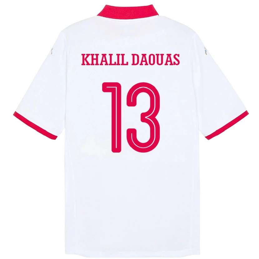 Danxen Dame Tunisia Mohamed Khalil Daouas #13 Hvit Bortetrøye Drakt Trøye 24-26 Skjorter T-Skjorte