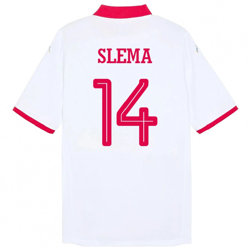 Danxen Dame Tunisia Mazen Slema #14 Hvit Bortetrøye Drakt Trøye 24-26 Skjorter T-Skjorte