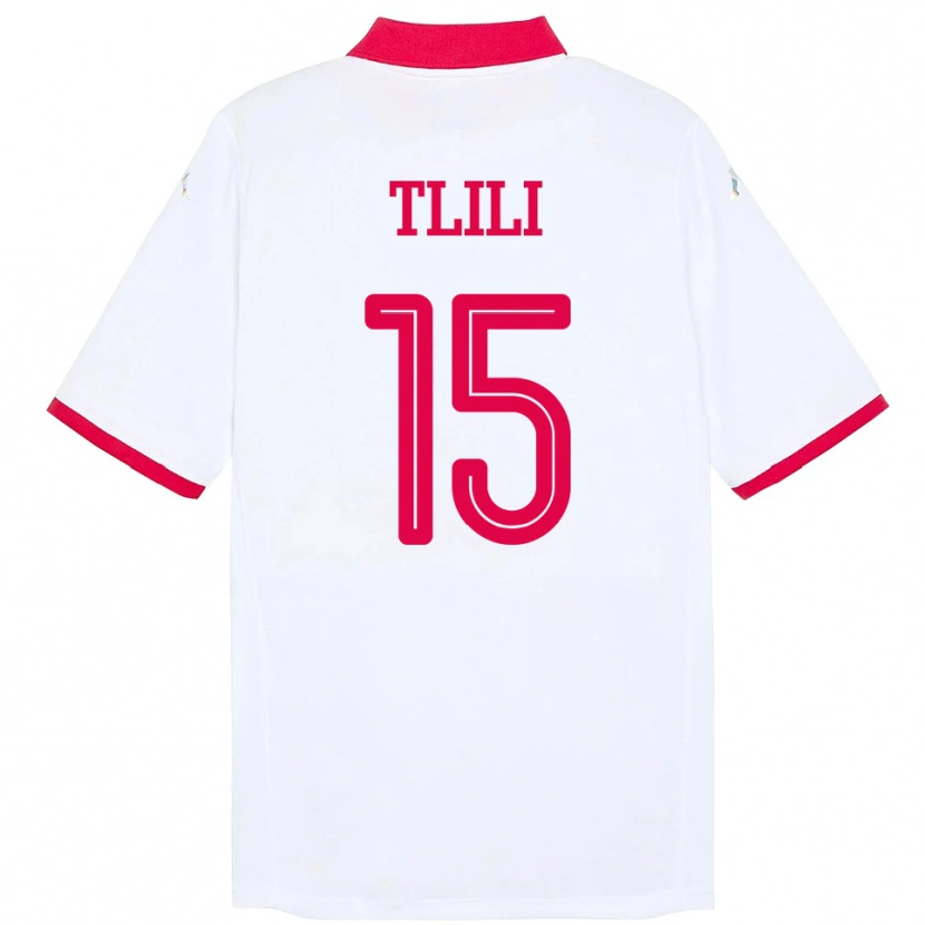 Danxen Dame Tunisia Mehdi Tlili #15 Hvit Bortetrøye Drakt Trøye 24-26 Skjorter T-Skjorte