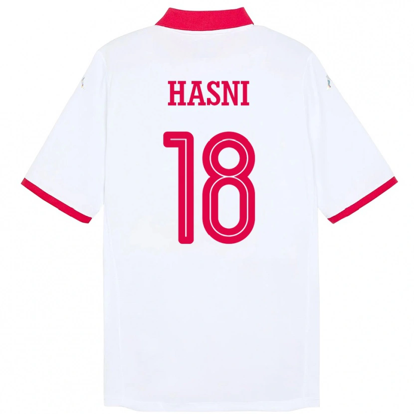 Danxen Dame Tunisia Zinedine Hasni #18 Hvit Bortetrøye Drakt Trøye 24-26 Skjorter T-Skjorte