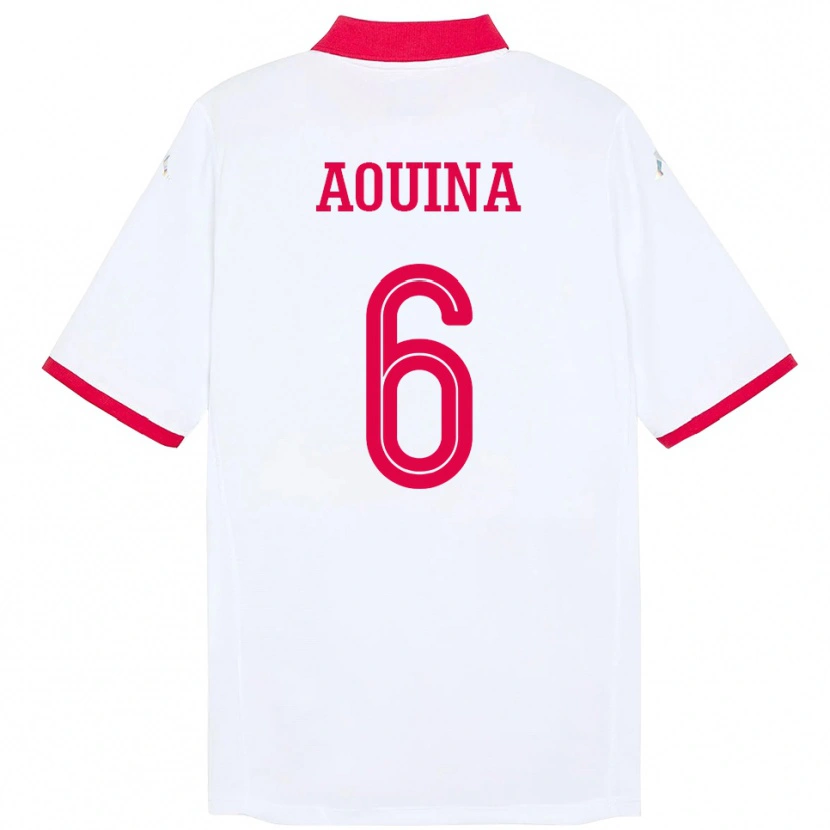 Danxen Dame Tunisia Rania Aouina #6 Hvit Bortetrøye Drakt Trøye 24-26 Skjorter T-Skjorte