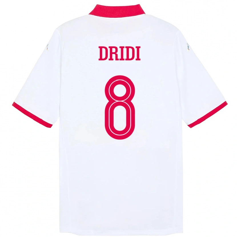 Danxen Dame Tunisia Yassine Dridi #8 Hvit Bortetrøye Drakt Trøye 24-26 Skjorter T-Skjorte