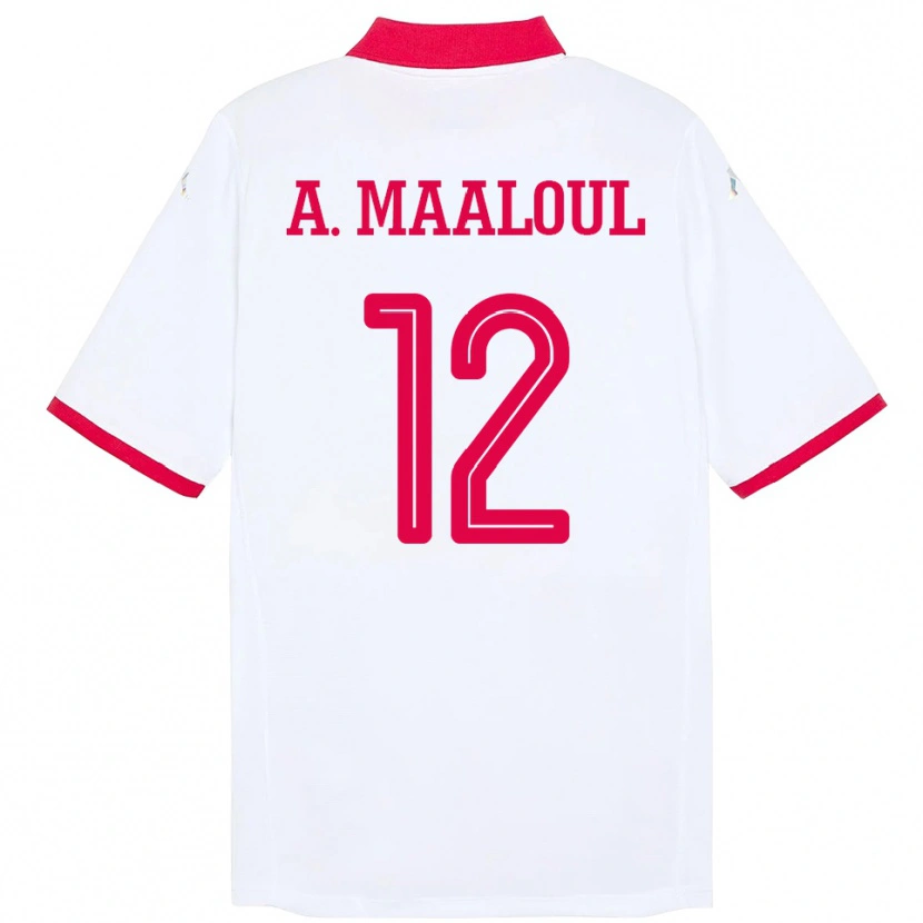 Danxen Dame Tunisia Ali Maaloul #12 Hvit Bortetrøye Drakt Trøye 24-26 Skjorter T-Skjorte