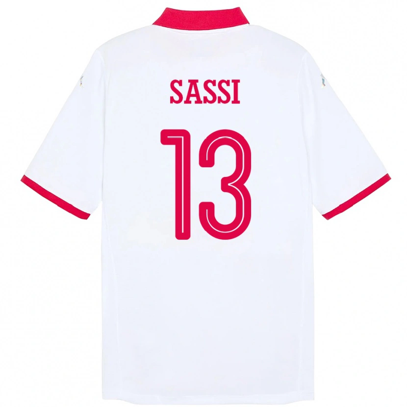 Danxen Dame Tunisia Ferjani Sassi #13 Hvit Bortetrøye Drakt Trøye 24-26 Skjorter T-Skjorte