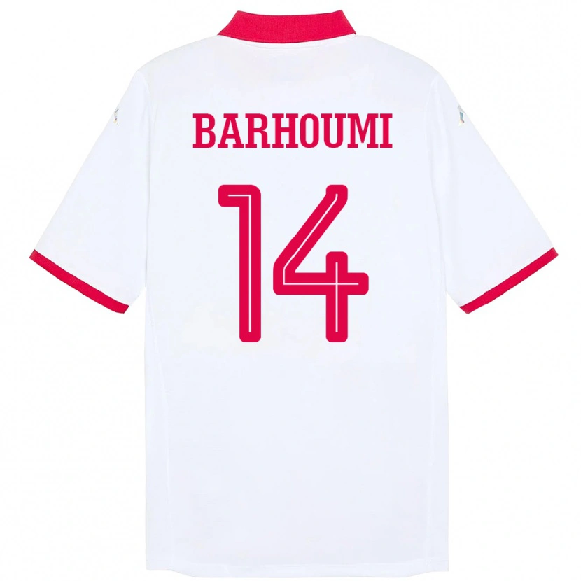 Danxen Dame Tunisia Salah Barhoumi #14 Hvit Bortetrøye Drakt Trøye 24-26 Skjorter T-Skjorte