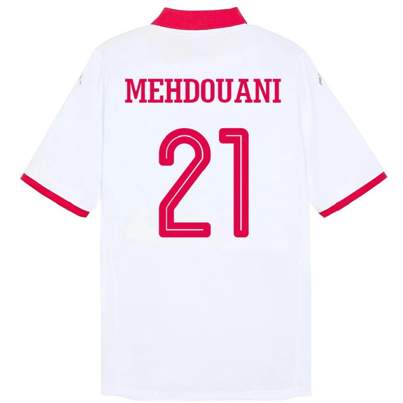 Danxen Dame Tunisia Firas Mehdouani #21 Hvit Bortetrøye Drakt Trøye 24-26 Skjorter T-Skjorte