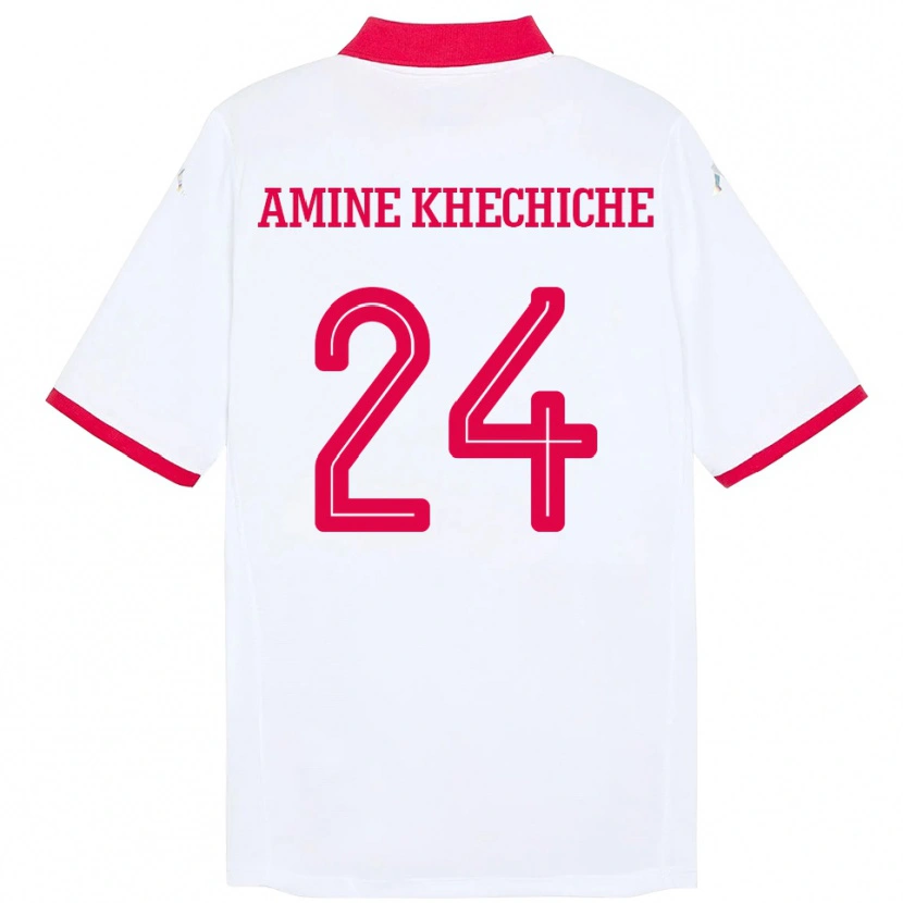 Danxen Dame Tunisia Mohamed Amine Khechiche #24 Hvit Bortetrøye Drakt Trøye 24-26 Skjorter T-Skjorte