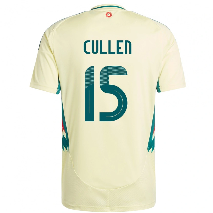 Danxen Dame Wales Liam Cullen #15 Beige Gul Bortetrøye Drakt Trøye 24-26 Skjorter T-Skjorte