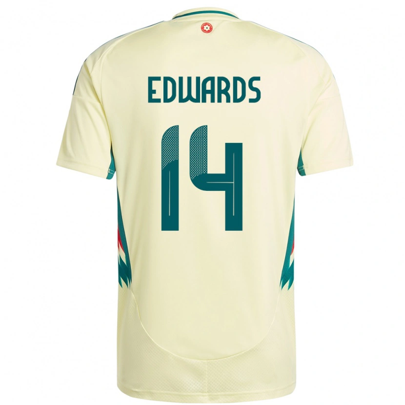 Danxen Dame Wales Noah Edwards #14 Beige Gul Bortetrøye Drakt Trøye 24-26 Skjorter T-Skjorte