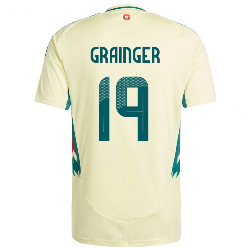 Danxen Dame Wales William Grainger #19 Beige Gul Bortetrøye Drakt Trøye 24-26 Skjorter T-Skjorte