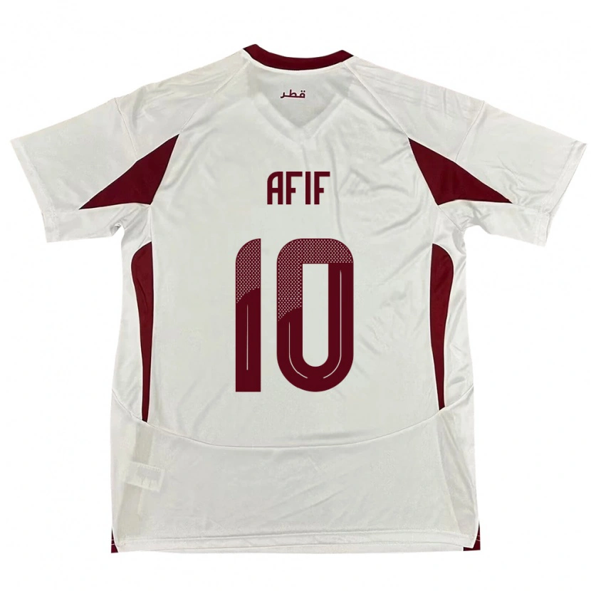 Danxen Dame Qatar Akram Afif #10 Hvit Bortetrøye Drakt Trøye 24-26 Skjorter T-Skjorte