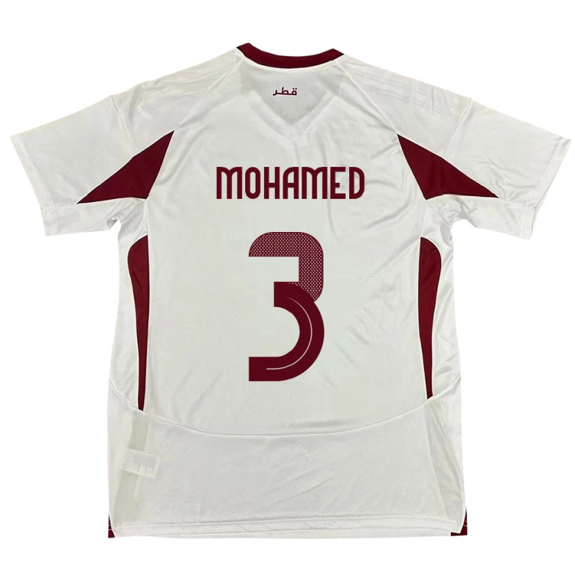 Danxen Dame Qatar Motaman Mohamed #3 Hvit Bortetrøye Drakt Trøye 24-26 Skjorter T-Skjorte