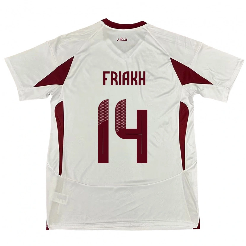 Danxen Dame Qatar Jamil Friakh #14 Hvit Bortetrøye Drakt Trøye 24-26 Skjorter T-Skjorte