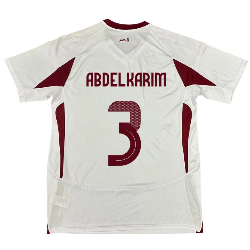 Danxen Dame Qatar Abdelkarim Hassan #3 Hvit Bortetrøye Drakt Trøye 24-26 Skjorter T-Skjorte