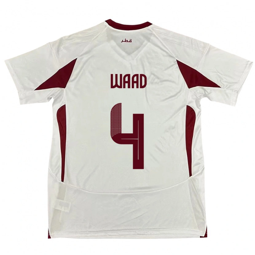 Danxen Dame Qatar Mohammed Waad #4 Hvit Bortetrøye Drakt Trøye 24-26 Skjorter T-Skjorte