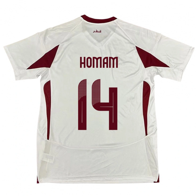Danxen Dame Qatar Homam Ahmed #14 Hvit Bortetrøye Drakt Trøye 24-26 Skjorter T-Skjorte