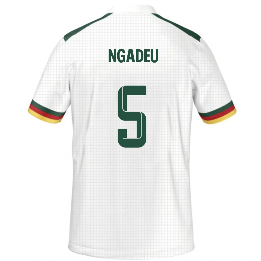 Danxen Dame Kamerun Michael Ngadeu #5 Hvit Bortetrøye Drakt Trøye 24-26 Skjorter T-Skjorte