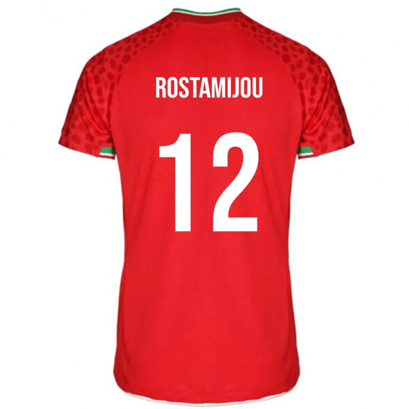 Danxen Dame Iran Alireza Rostamijou #12 Rød Bortetrøye Drakt Trøye 24-26 Skjorter T-Skjorte