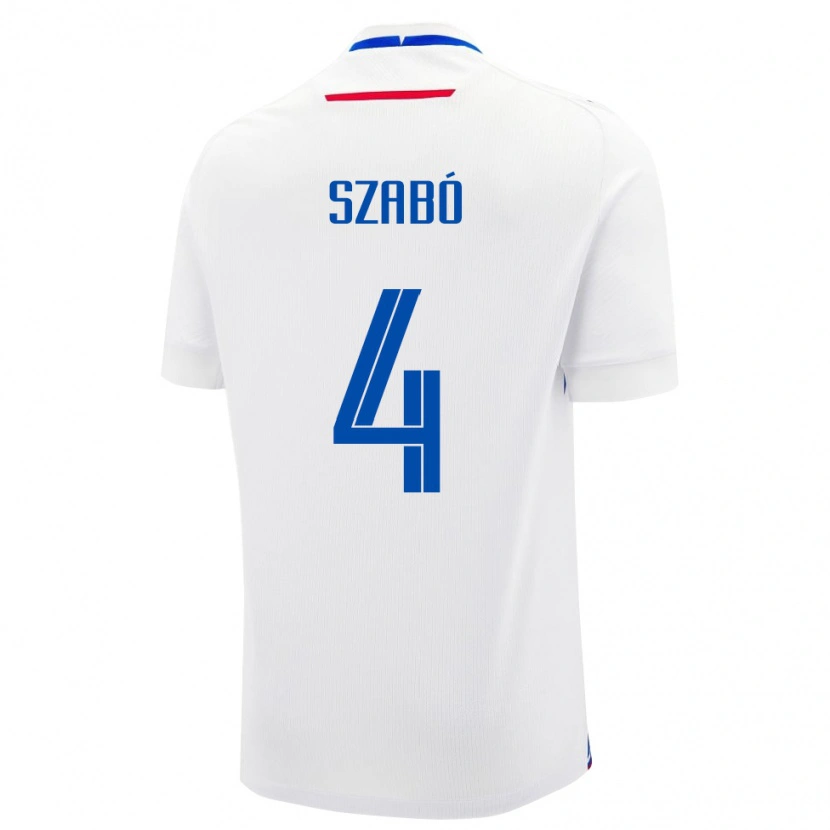 Danxen Dame Slovakia Bence Szabó #4 Hvit Bortetrøye Drakt Trøye 24-26 Skjorter T-Skjorte