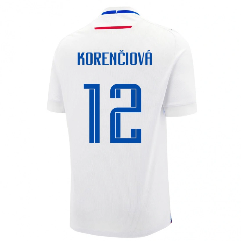 Danxen Dame Slovakia Mária Korenčiová #12 Hvit Bortetrøye Drakt Trøye 24-26 Skjorter T-Skjorte