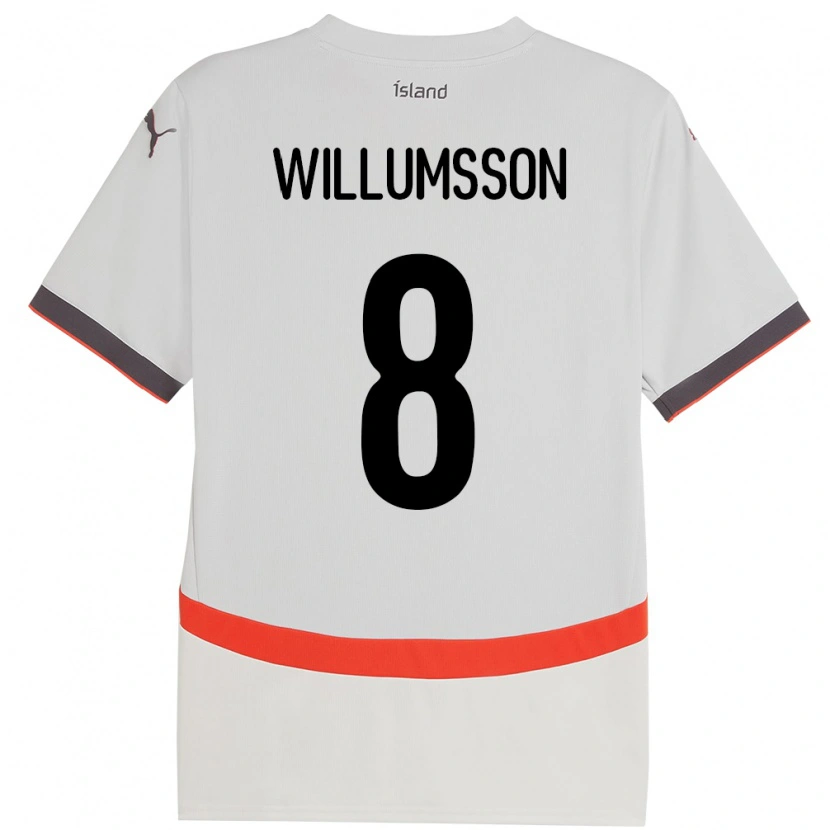 Danxen Dame Island Brynjólfur Andersen Willumsson #8 Hvit Bortetrøye Drakt Trøye 24-26 Skjorter T-Skjorte