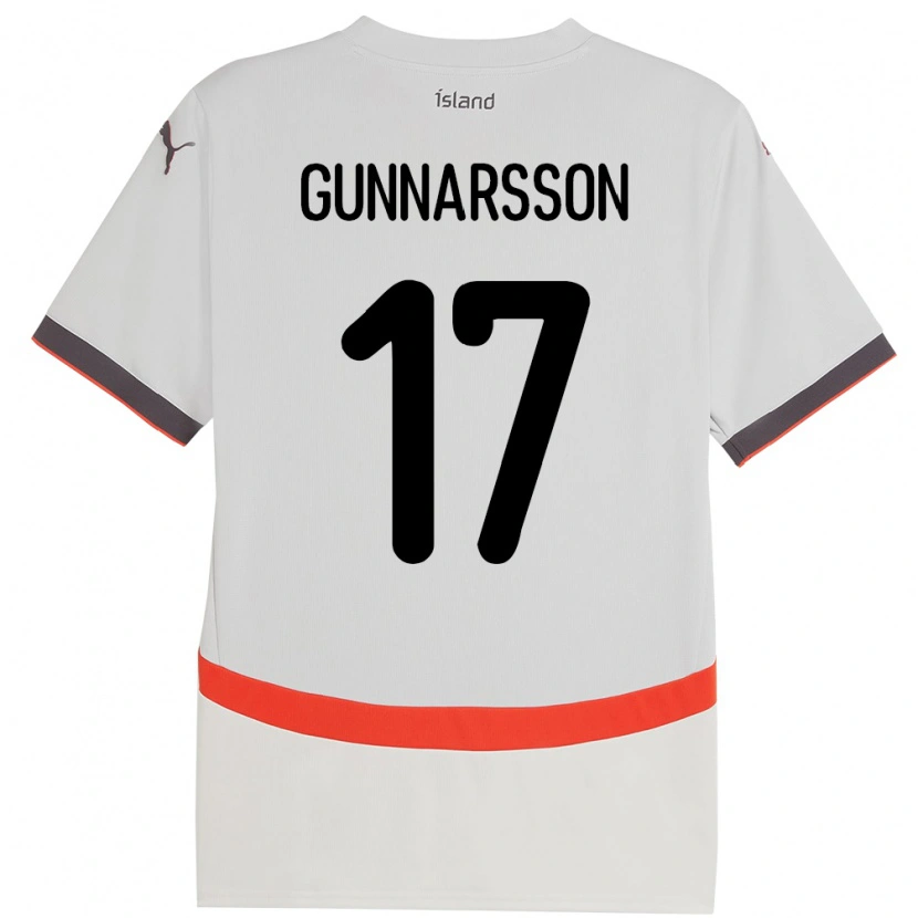 Danxen Dame Island Aron Gunnarsson #17 Hvit Bortetrøye Drakt Trøye 24-26 Skjorter T-Skjorte