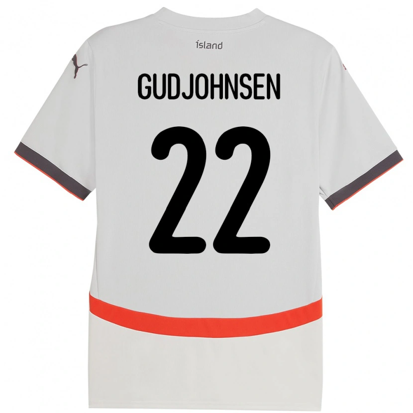 Danxen Dame Island Andri Gudjohnsen #22 Hvit Bortetrøye Drakt Trøye 24-26 Skjorter T-Skjorte