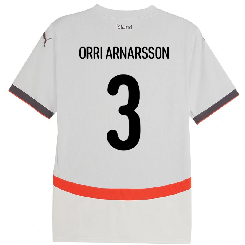 Danxen Dame Island Egill Orri Arnarsson #3 Hvit Bortetrøye Drakt Trøye 24-26 Skjorter T-Skjorte