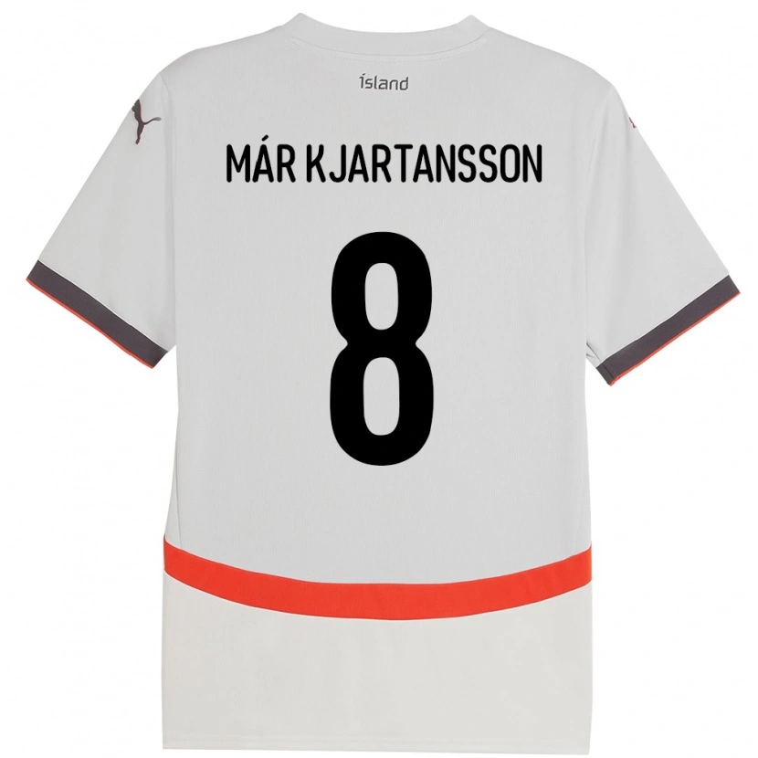 Danxen Dame Island Kjartan Már Kjartansson #8 Hvit Bortetrøye Drakt Trøye 24-26 Skjorter T-Skjorte